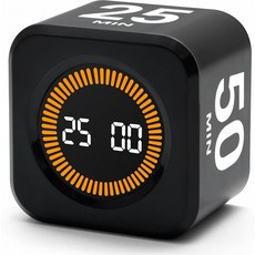 엑셀리 회전 생산성 타이머 5 25 10 50분 프리셋 ADHD용 중력 센서가 장착된 데스크 큐브 음소거 기능 업무 공부 주방 신학기 1 우드 그레인 마감 에 이상적입니다, Bla