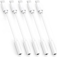 5개입 USBC to 3.5mm 헤드폰 잭 어댑터 24비트 하이파이 DAC USB C Aux 오디오 동글 케이블 아이폰 171615 프로 맥스 아이패드 맥북 삼성 S2125 픽, 5개입 USBC to 3.5mm 헤드폰 잭 어댑터 24