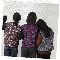 할머니 겨울 누빔 털조끼 레트로 꽃무늬 방한 보온 조끼