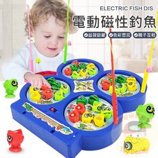 電動磁性釣魚玩具 益智啟蒙 色彩豐富 親子互動, 顏色隨機出貨, 1個