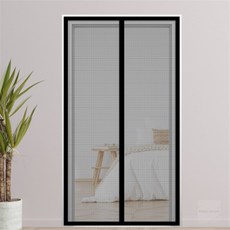 HappyJanuary 블랙 자석 모기장 90X210CM 자석현관방충망모기장, MOONH 자석방충망 방충망 현관방충문 문 모기장(90