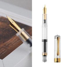 PENBBS 470 만년필 풀 타입 진공 잉크 흡입 필기구 창의적인 색상 아크릴 소재 성인 학생 연습용 펜 35 #, 02 16 - Golden round EF