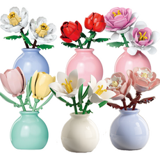 [나노킹-감성블럭] 둥근 화병 꽃 호환블럭 DN074, 6개