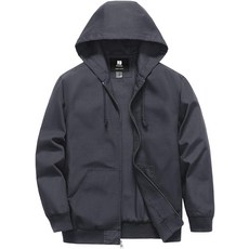 Pursky 남성용 캐주얼 면 재킷 경량 캔버스 작업 재킷 후드 스타일리시 내구성 있는 윈드브레이커 블랙. 스몰