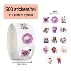 500개/롤 만화 가비의 인형의 집 롤 스티커 그래피티 여행가방 스케이트보드 휴대폰 귀여운 어린이 데칼 선