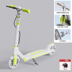 zinbang 兒童滑板車 雙輪可折疊 減震款 靜音大輪 適合100-170cm身高, 升級清新綠 / 前後雙剎 / 減震款 / 靜音大輪,適合100 - 170cm身高, 1個