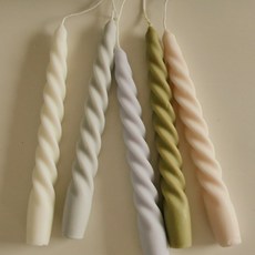 JM대박상점 캔들 켄들 향초 트위스트 테이퍼 촛대캔들 꽈배기모양 심플 휴식용품, 피치 아이보리