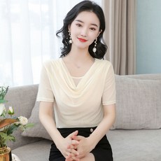 티류으스 라인댄스복 상의 여성용 댄스복 상의 망사 반팔 라운드 티 라인댄스 전용 편안한 착용감 스타일리시한 디자인HP202505081515