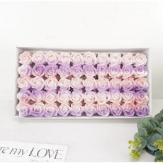 情人節三層仿真香皂玫瑰花禮盒：DIY花束材料包，2.5萬人好評，多層次設計，打造獨特浪漫。, 碎冰粉紫玫瑰一盒/50朵, 1個