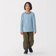 [무인양품] 키즈 가볍고 건조가 빠른 크루넥 긴소매 긴팔 티셔츠(보더 타입) CB1O9A5S 티셔츠 477202