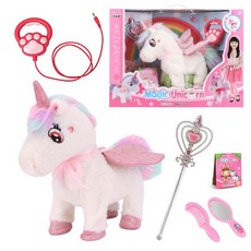 어린이 인형 유니콘 전동 걷기 산책 선물 놀이 완구 동물인형, A. 화이트 유니콘
