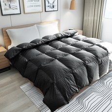 台灣製造 天然水鳥羽絨被-6x7雙人 冬被 保暖被毯 棉被 羽絲絨被 被胎 冬天暖被, 黑色