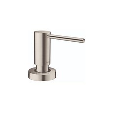 Hansgrohe Bath and Kitchen SinkSoap 돌출부 10.2cm(4인치) 모던 크롬 40448001 비누 디스펜서, 스테인리스 스틸 광학, 1개