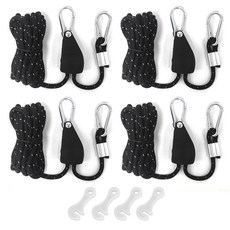 캠프웨이 로프라쳇 4p + 스트링4p + 야광라인훅 4p, 블랙