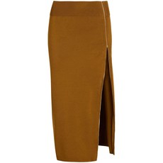 파투 지퍼 장식 미디 스커트