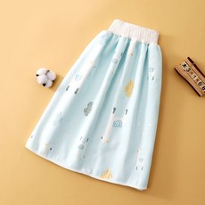 寶寶高腰隔尿裙 柔軟親膚吸水透氣卡通圖案可重複使用, 藍色, 1個