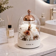 FLORAL M 白金漢宮永生花盅夜燈, 白, 1件