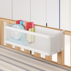 침대 옆 걸이형 수납 선반 조절 가능 기숙사 침대 사각 난간에 적합, 화이트, 1개