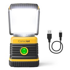 132358 CON 온sciot C02 LED 캠핑 랜턴 충전식 1팩, 1500 Lumens - 1, Yellow