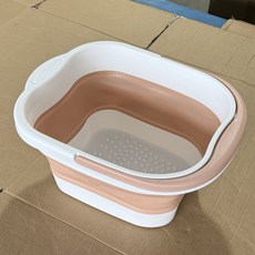 家用可摺疊足浴盆 塑膠按摩洗腳桶 省空間, 棕色, 1個