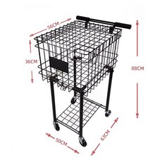 Shark家具 網球車 便攜式折疊教練車 網球撿球桶, 1個, 網球收納車【容量250粒】一體式