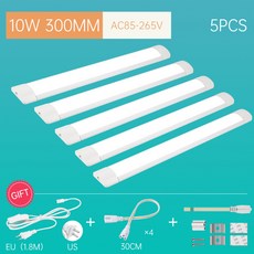 호환 LED 튜브 고정 장치 램프 조명 스트립 램프 가전 제품 220V LED 조명 거실 Led 전구 형광등 스포트라이트, [07] 5 PCS 10W And Plug, [02] Warm White, [01] EU Plug Type, 02 US Plug Type_02 Warm White