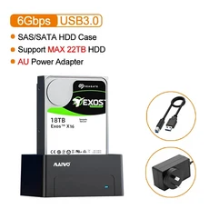 MAIWO HDD 케이스 2.5/3.5 인치 SAS 외장형 하드 드라이브 인클로저 SSD 디스크 SATA-USB 3.0 도킹 스테이, 04 Black AU Plug