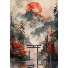 일본 벚꽃 사원 도리이 문 풍경 포스터 및 인쇄 캔버스 그림 벽 예술 사진 거실 홈 장식, 06 50X70cm Unframed, 10 4, 한개옵션2