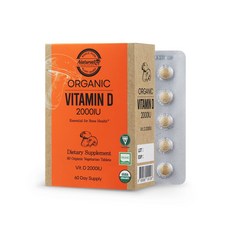 네추럴라이즈 오가닉 유기농 비타민 D 2000IU 18g, 60정, 1개