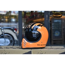 AirRunner 復古全罩山車帽 越野安全帽 閃電紋電壓線設計, 電壓線橘,M, 1個