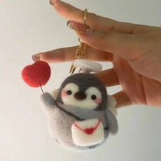 羊毛氈戳戳樂相框畫 手工刺繡diy材料包簡單自繡羊毛氈戳戳樂相框畫擺台件送男友禮物, 大吉兔兔+相框+工具, 1個