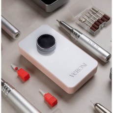 베로니 네일드릴 3만5천RPM 듀얼 네일흡진기 / 미니램프 3종 세트 전문가용 C타입 충전식, 1개, 핑크 3종세트