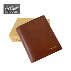 【Crocodile】鱷魚咖啡色男用短夾 Naturale 4.0雙扣拉鍊式9卡片短夾