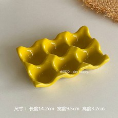 韓式陶瓷雞蛋托 - 高顏值風格 6格雞蛋收納擺拍道具 (型號4904), 黃, 1個