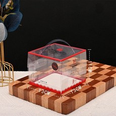 조각케이크 포장용기 앞열림 포장상자 원형 디저트용기, 1개, 레드 스타일 손잡이+화이트 받침대
