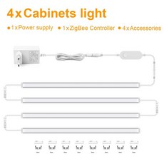 MALITAI Tuya Zigbee LED 캐비닛 라이트 바 키트 WiFi 알루미늄 튜브 스트립 디밍이 가능한 주방 선반 옷장 장식 Google Alexa 음성 제어, European Power Plug, 따뜻한 흰색 + 30CM, 4PCS LED Light Bar