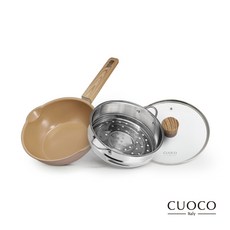 【CUOCO】北歐系列粉紅佳人20公分陶瓷不沾萬用鍋(附鍋蓋蒸籠)IH電磁爐適用, 1個