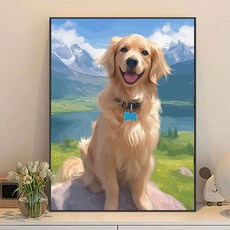 귀여운 강아지 DIY 수채화 페인팅 세트 셀프 피포페인팅 그림 그리기, 30x40cm, 금색 골든 리트리버 C, 1개
