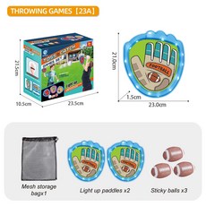 戶外光粘靶球拍 拋接球遊戲 兒童戶外運動親子互動, 1個, 軟橄欖球燈光款-3顆裝（彩盒包裝）