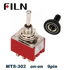 5pcs 6A 120VAC 미니 2 위치 ON MTS-102 토글 3 OFF (방수 자동차 포함), 01 5Pcs, 01 MTS-302 Red, 01 With Waterproof Cap, 1개
