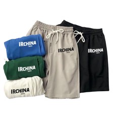 【小蘭優購】男生休閒短褲 寬鬆運動五分棉褲 純色沙灘褲