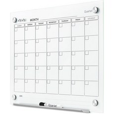 쿼텟 드라이 이레이즈 달력 유리판 24W x 18 자기 화이트보드 플래너 인피니티 화이트 GC2418F, 48"W x 36"H