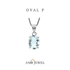 AND 海藍寶橢圓墜子 6*8mm 經典系列，天然寶石銀飾項鍊，安的珠寶