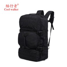 三用包 雙肩背包 單肩斜背包 戶外登山手提包, 黑色,56-75L