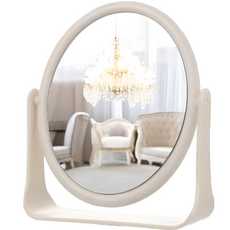 피크플로우 화장대 메이크업 양면 360도 회전 탁상거울, 원형