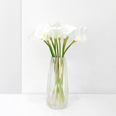 디어파티 카라 조화 오로라 스트라이프 유리 화병, 화이트