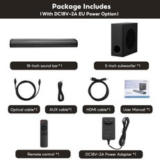 AIYIMA S07 Dolby 2.1 사운드 바 150W 바(TV 3D 시스템 스피커용 무선 서브우퍼 포함) 블루투스 HDMI, 1)EU, 1) EU