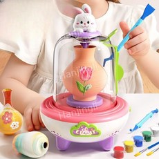 도자기 만들기 장난감 점토 키트 놀이 회전판 도예 전기 핑거팁 기계 수제 DIY 세트, 1. 핑크 래빗 점토 1개