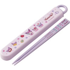 Skater Kuromi 筷子套裝，可愛卡通造型，輕巧便攜，安全材質滑蓋設計，用餐好心情, 紫色, 1套, 1雙筷子+1個收納盒