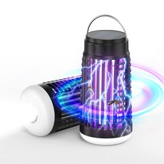 CCAGU 태양광 모기퇴치기 감전식 휴대용 날파리 해충퇴치기 충전 무선 LED 캠핑 랜턴 벌레퇴치기, 블랙